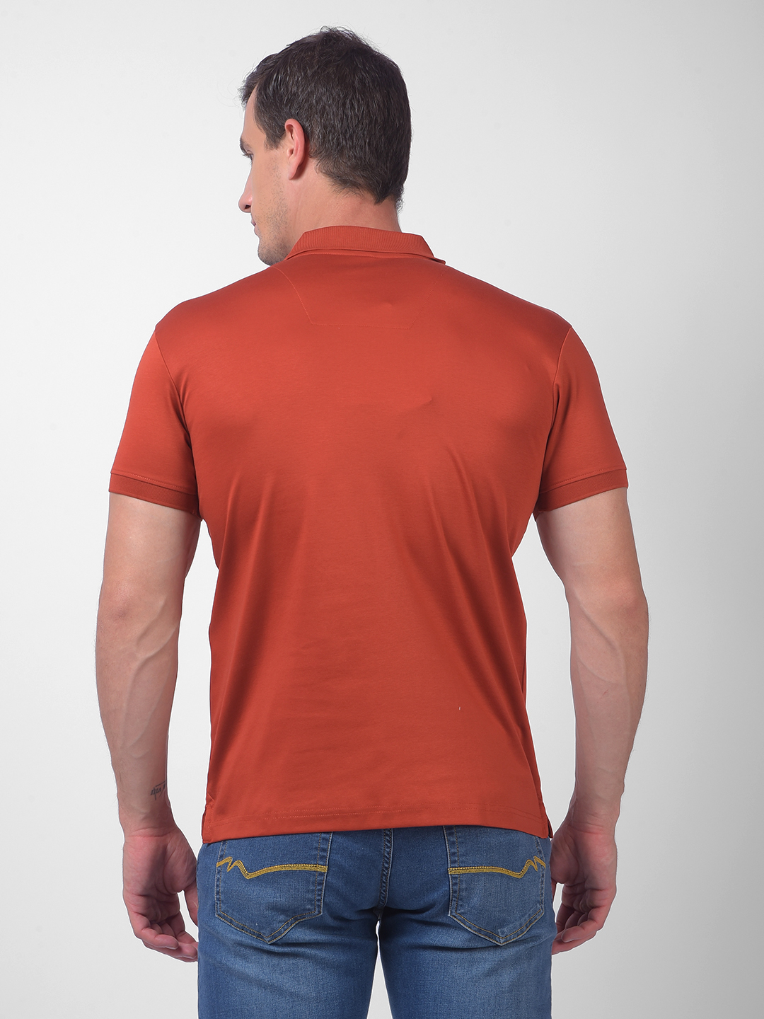Numero Uno Men Burnt Orange Polo Neck T-Shirt